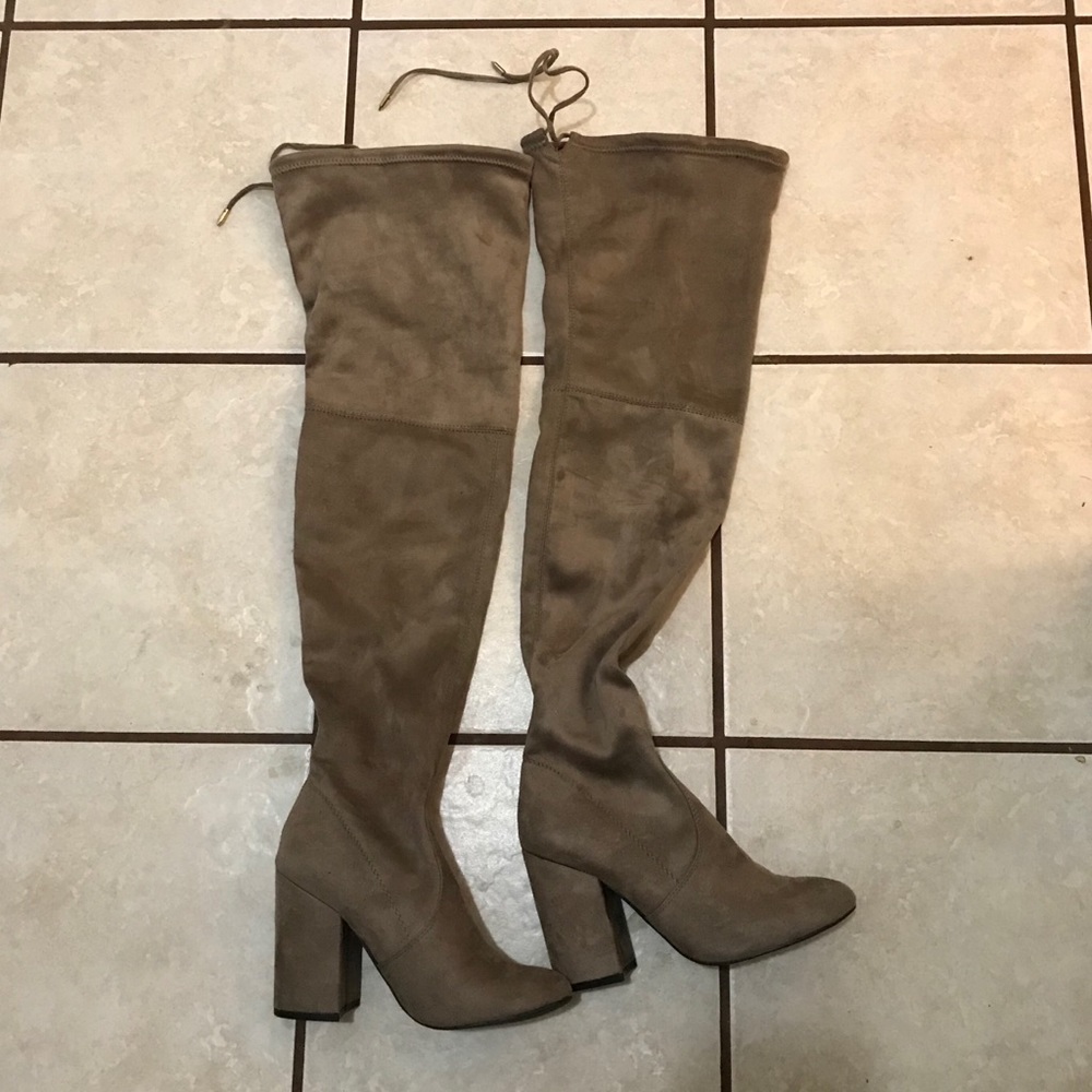 Over The Knee Steve Madden Suede Taupe Boots